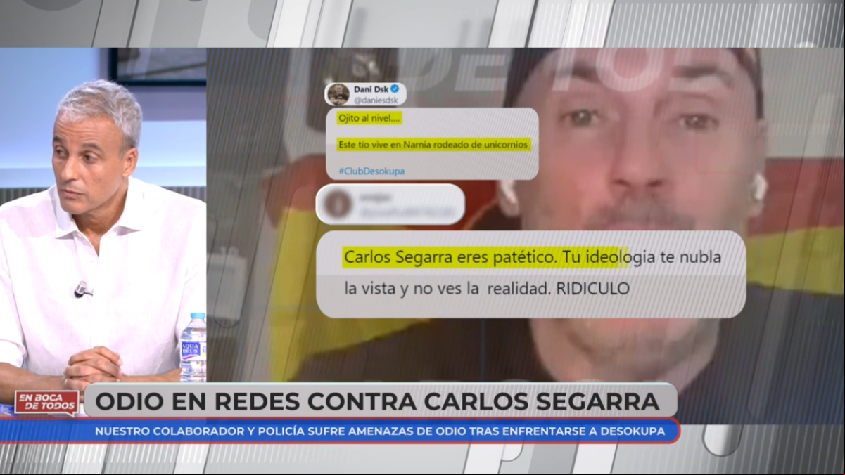 El policía Carlos Segarra responde a las amenazas tras su tenso debate con ‘Desokupa’: “No me afecta”