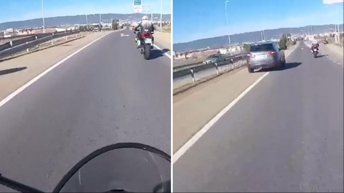 El temerario adelantamiento de un vehículo a dos motos en una carretera de Córdoba: “Paso que voy ardiendo”