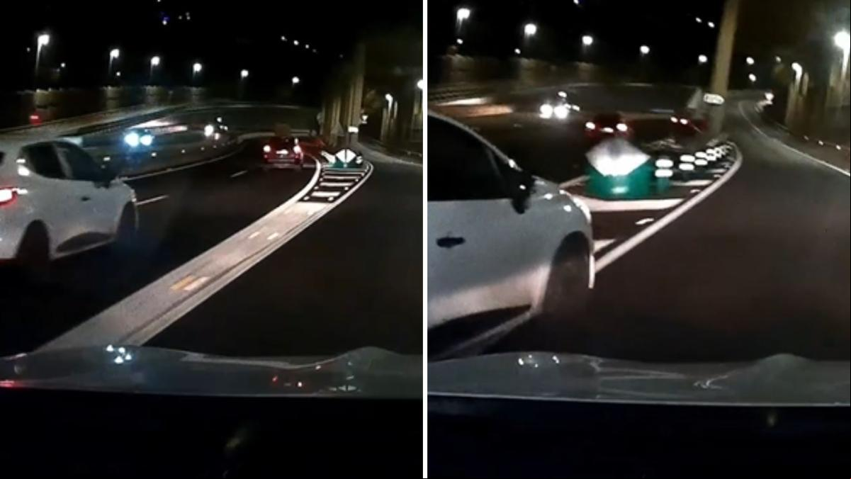 La temeraria maniobra que realiza un conductor para cambiar de carril en una carretera de Vallirana: “Culpa del jefe de equipo”