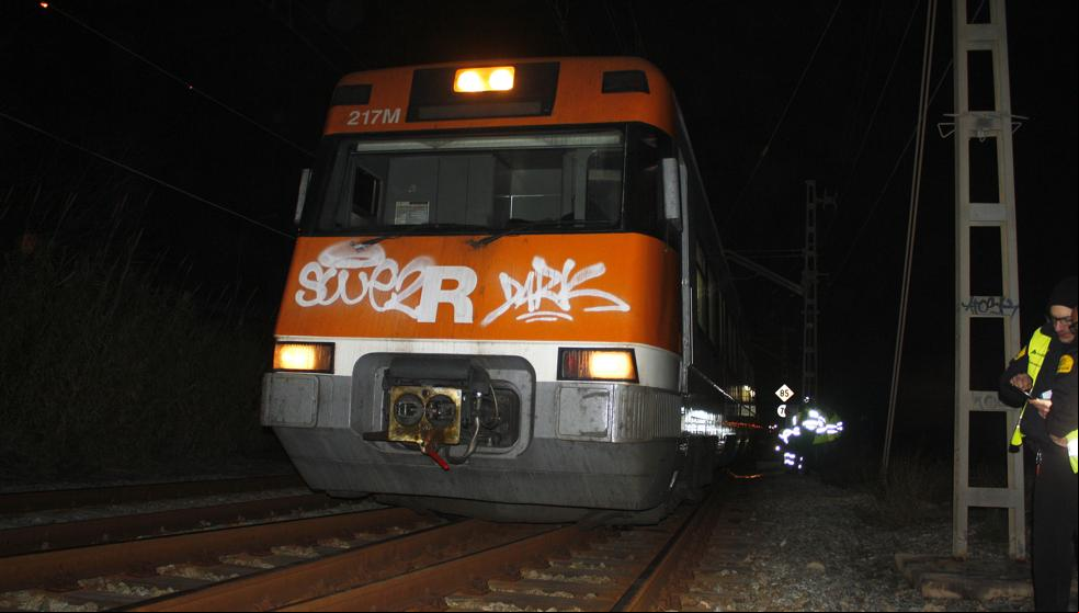 Desacarrila un tren en Arenys de Mar