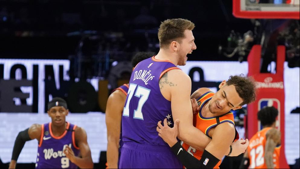 Doncic y Bridges ponen el espectáculo antes del partido de las Estrellas